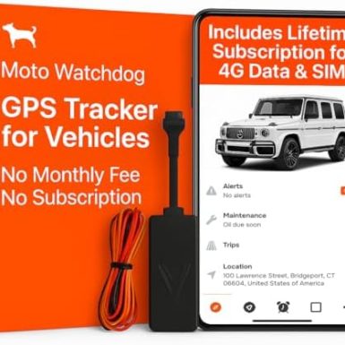 Wired GPS Tracker for Vehicles, No Monthly Fee, No Subscription, 4G SIM and Data Included, Mileage Tracking, Business Fleets, Quick Install, Speeding Alerts, Trip History, USA Developed, Moto Watchdog